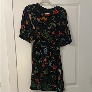 Floral Black Mini/Midi Length Dress